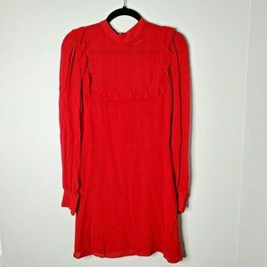 Reformation Bellflower Red Mini Mock Neck Dress